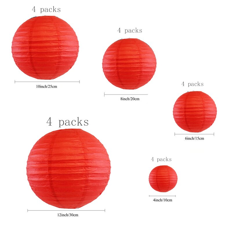 20 Pack Chinese Papier Lampion Paper Lantern  4” 6” 8” 10” 12” Hanging Lanterns Ball Wedding Christmas Event Party Decorations