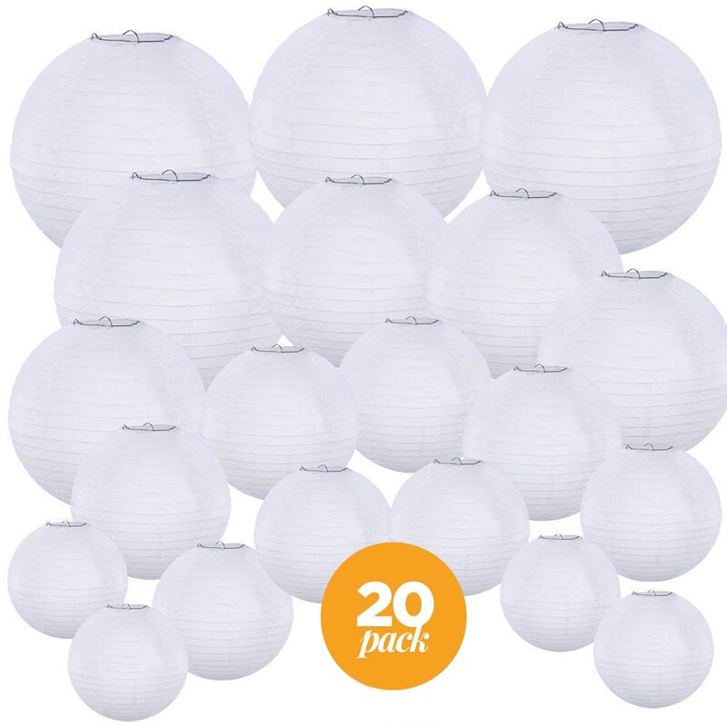 20 Pack Chinese Papier Lampion Paper Lantern  4” 6” 8” 10” 12” Hanging Lanterns Ball Wedding Christmas Event Party Decorations