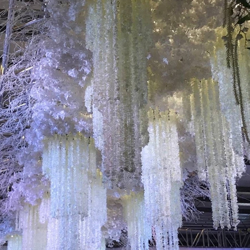 20pcs Beautiful White Artificial Silk Wisteria Flowers