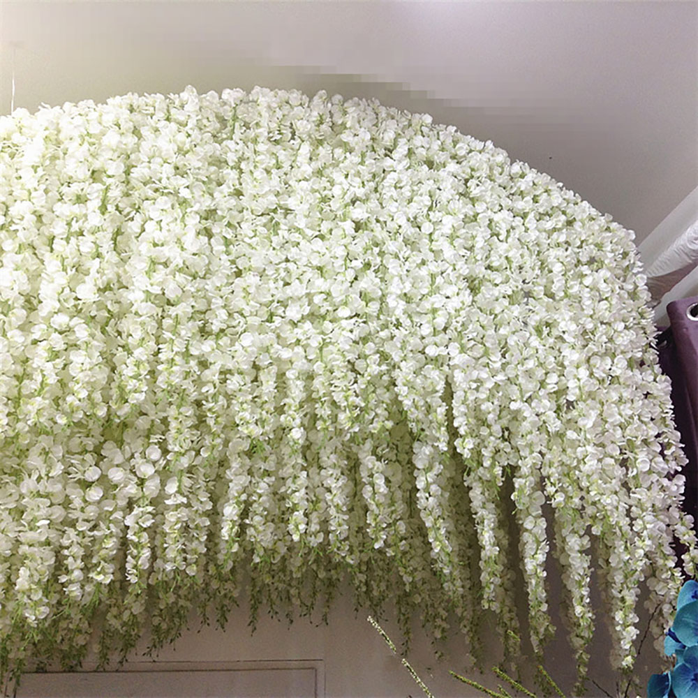 20pcs Beautiful White Artificial Silk Wisteria Flowers