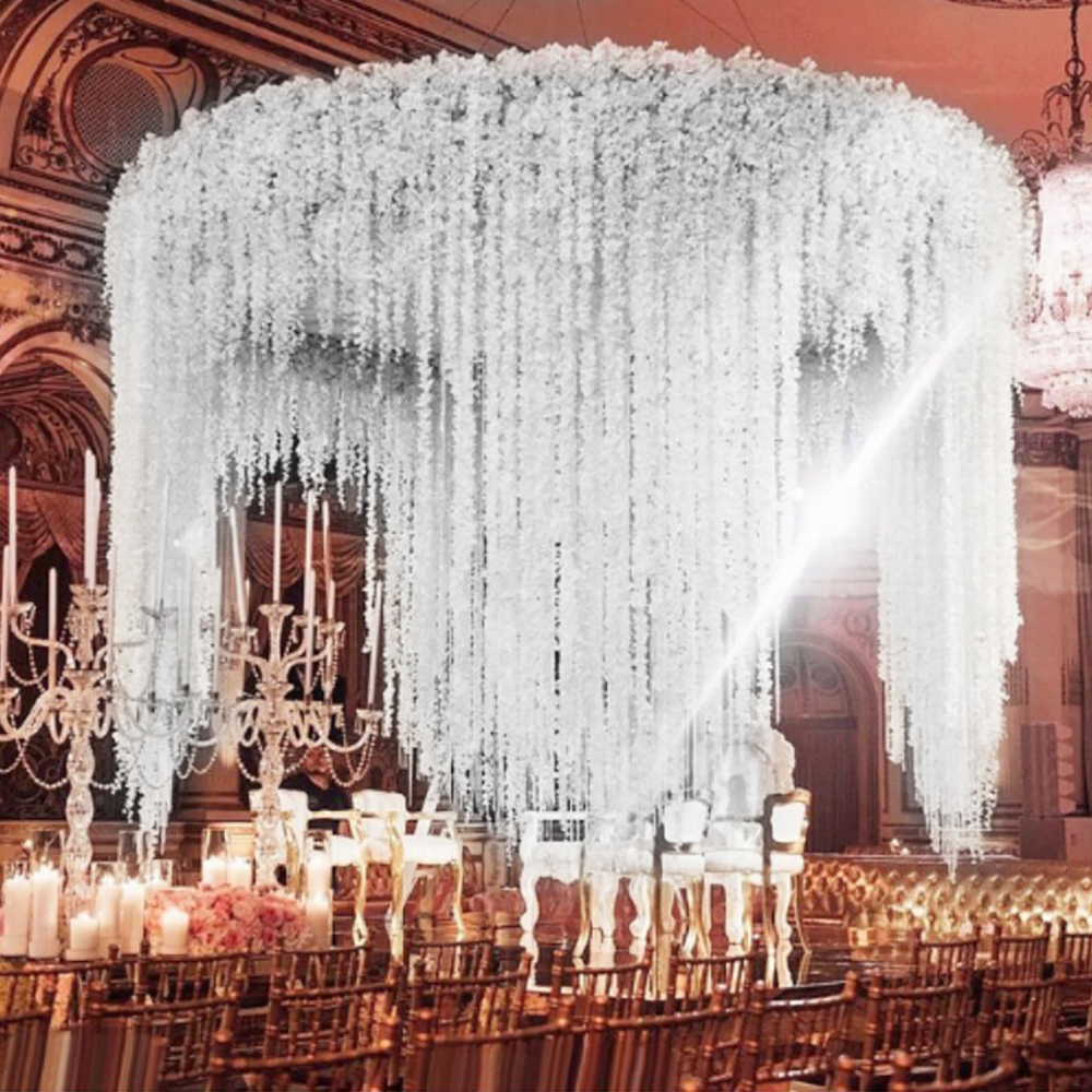 20pcs Beautiful White Artificial Silk Wisteria Flowers