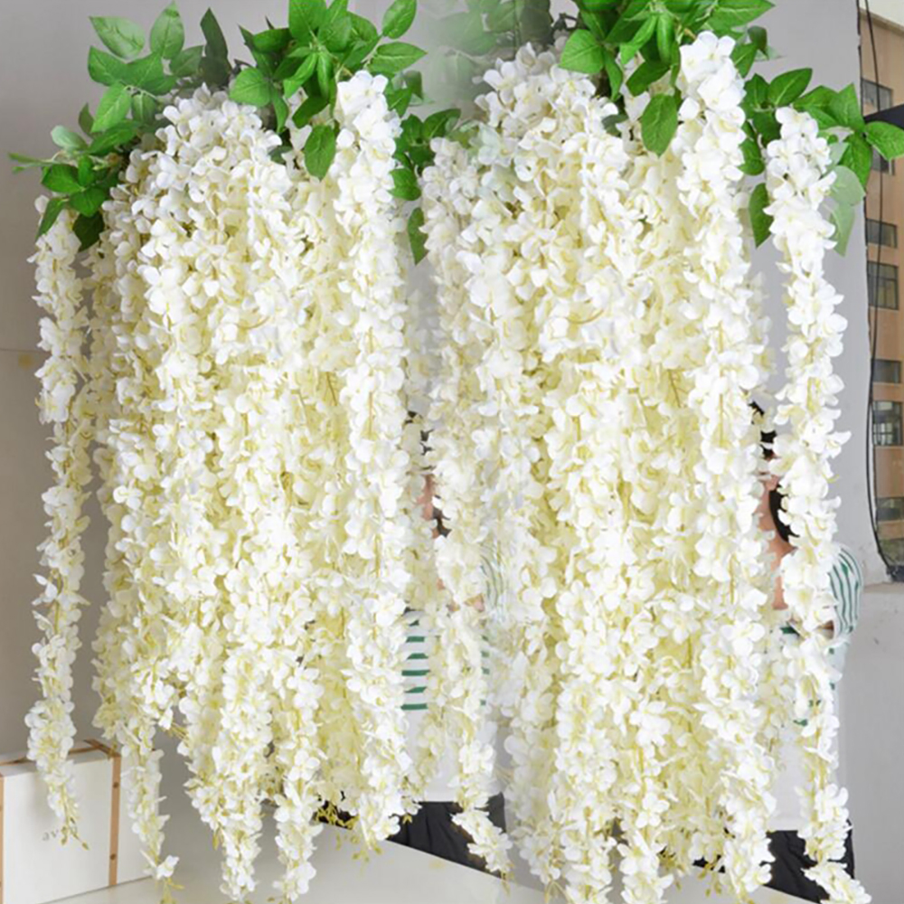 20pcs Beautiful White Artificial Silk Wisteria Flowers