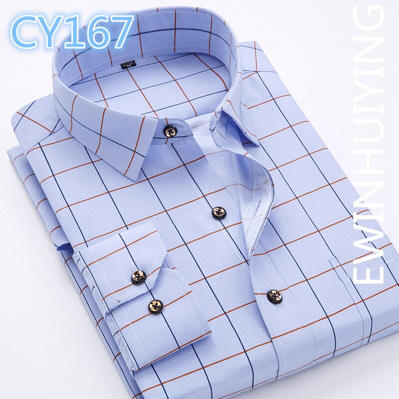 Fashion Hot Sale Men's Long-sleeve Shirts Young Men's Korean Slim Business Shirts Casual All-match Plaid Square Collar Shirts