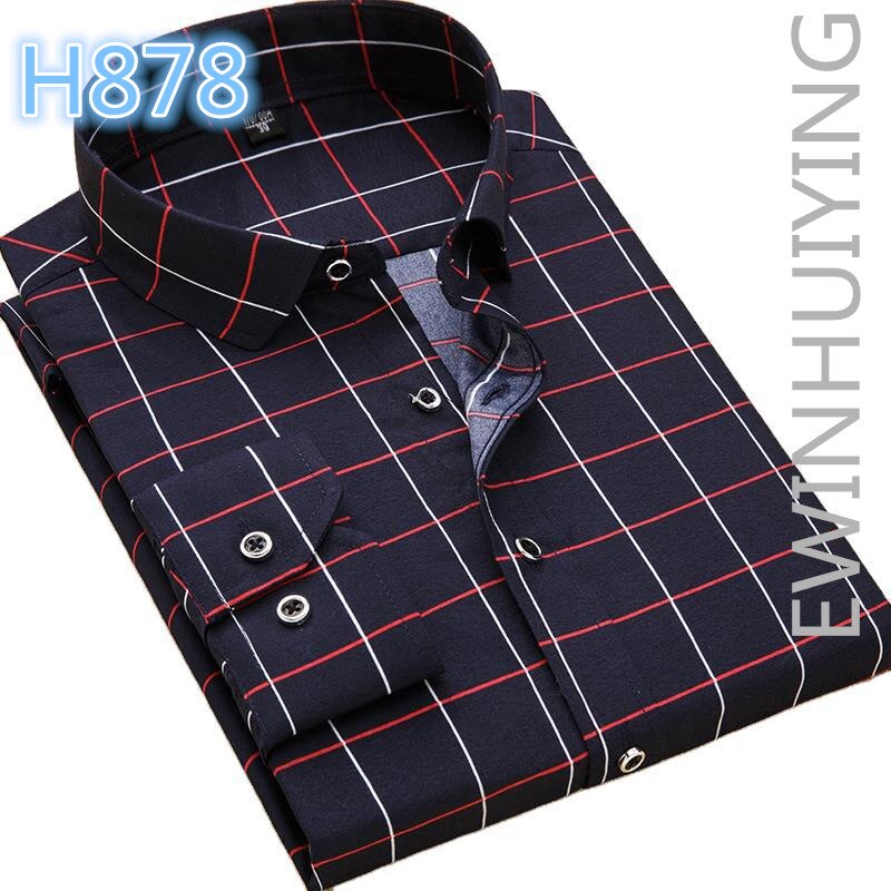 Fashion Hot Sale Men's Long-sleeve Shirts Young Men's Korean Slim Business Shirts Casual All-match Plaid Square Collar Shirts
