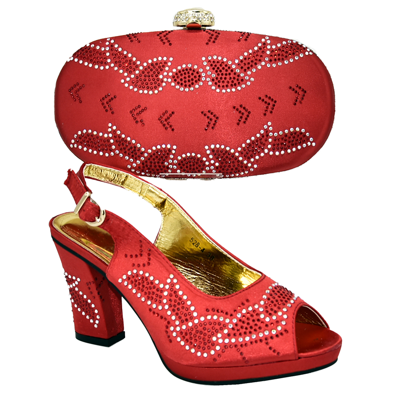 Party Elegant Decorated with Appliques African Shoes and Matching Bags Italian High Heels Sandals Women Bag and Shoes Set Italy
