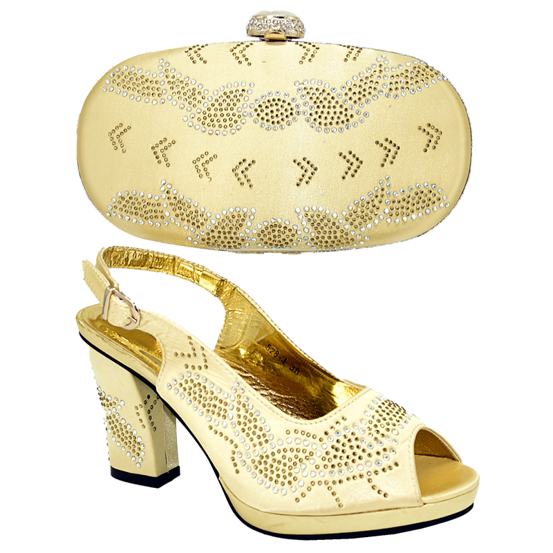 Party Elegant Decorated with Appliques African Shoes and Matching Bags Italian High Heels Sandals Women Bag and Shoes Set Italy