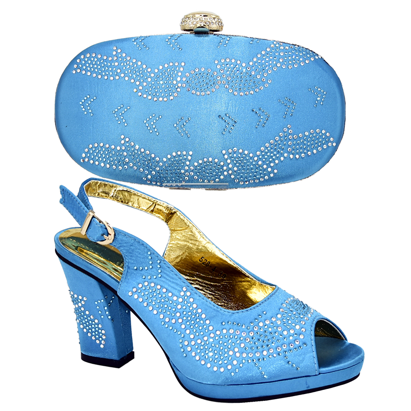 Party Elegant Decorated with Appliques African Shoes and Matching Bags Italian High Heels Sandals Women Bag and Shoes Set Italy