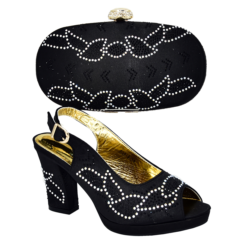 Party Elegant Decorated with Appliques African Shoes and Matching Bags Italian High Heels Sandals Women Bag and Shoes Set Italy
