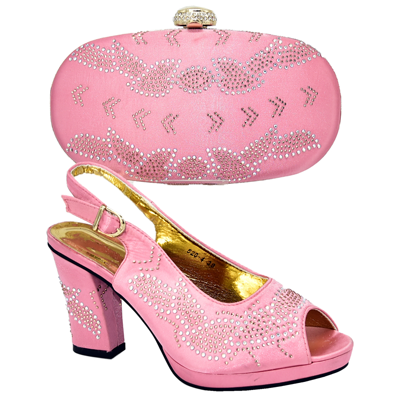 Party Elegant Decorated with Appliques African Shoes and Matching Bags Italian High Heels Sandals Women Bag and Shoes Set Italy