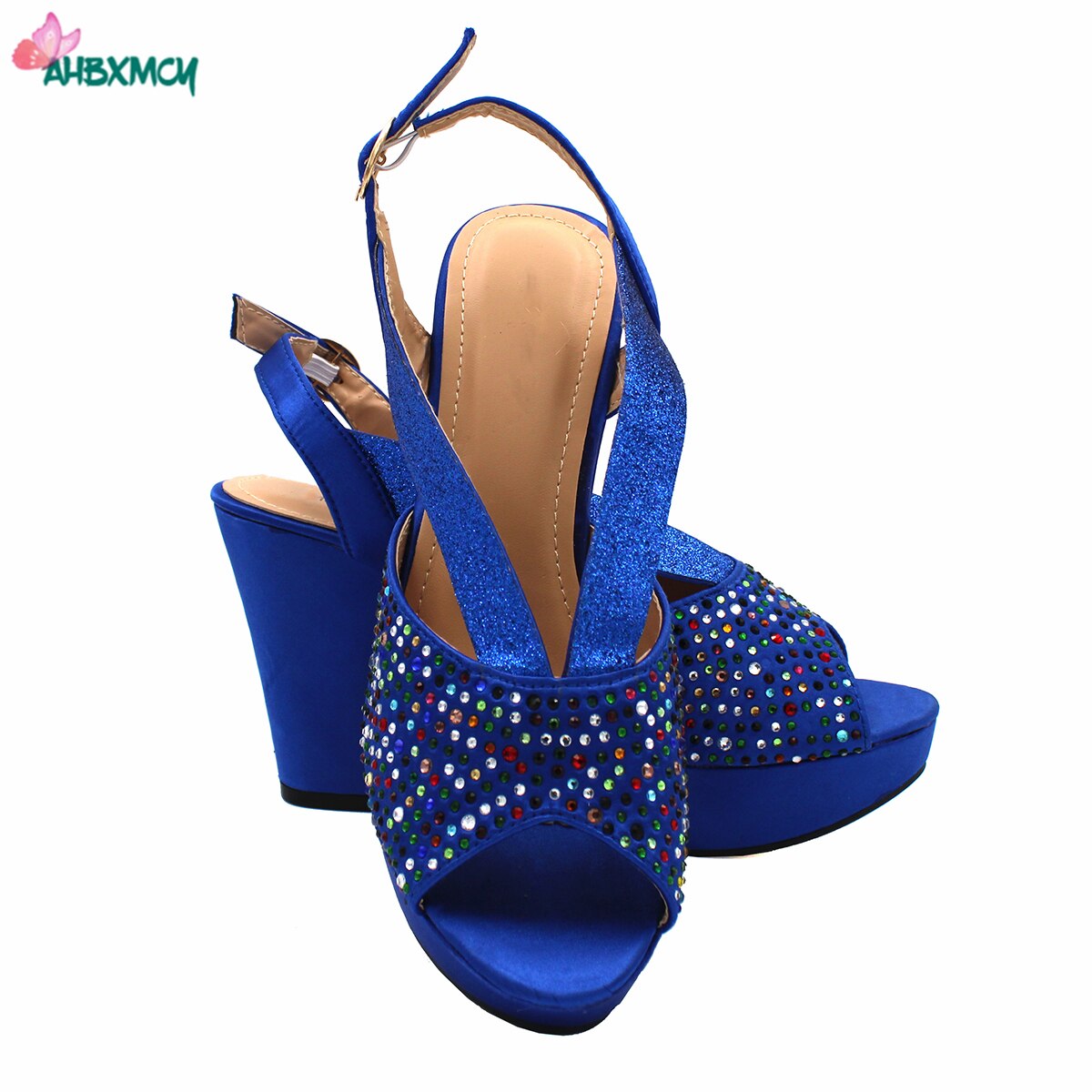 Latest Sexy Women High Quality Italian Ladies Shoes and Bag Set in Royal Blue Color with Shinning Crystal for Wedding Latest Sexy Women High Quality Italian Ladies Shoes and Bag Set in Royal Blue Color with Shinning Crystal for Wedding