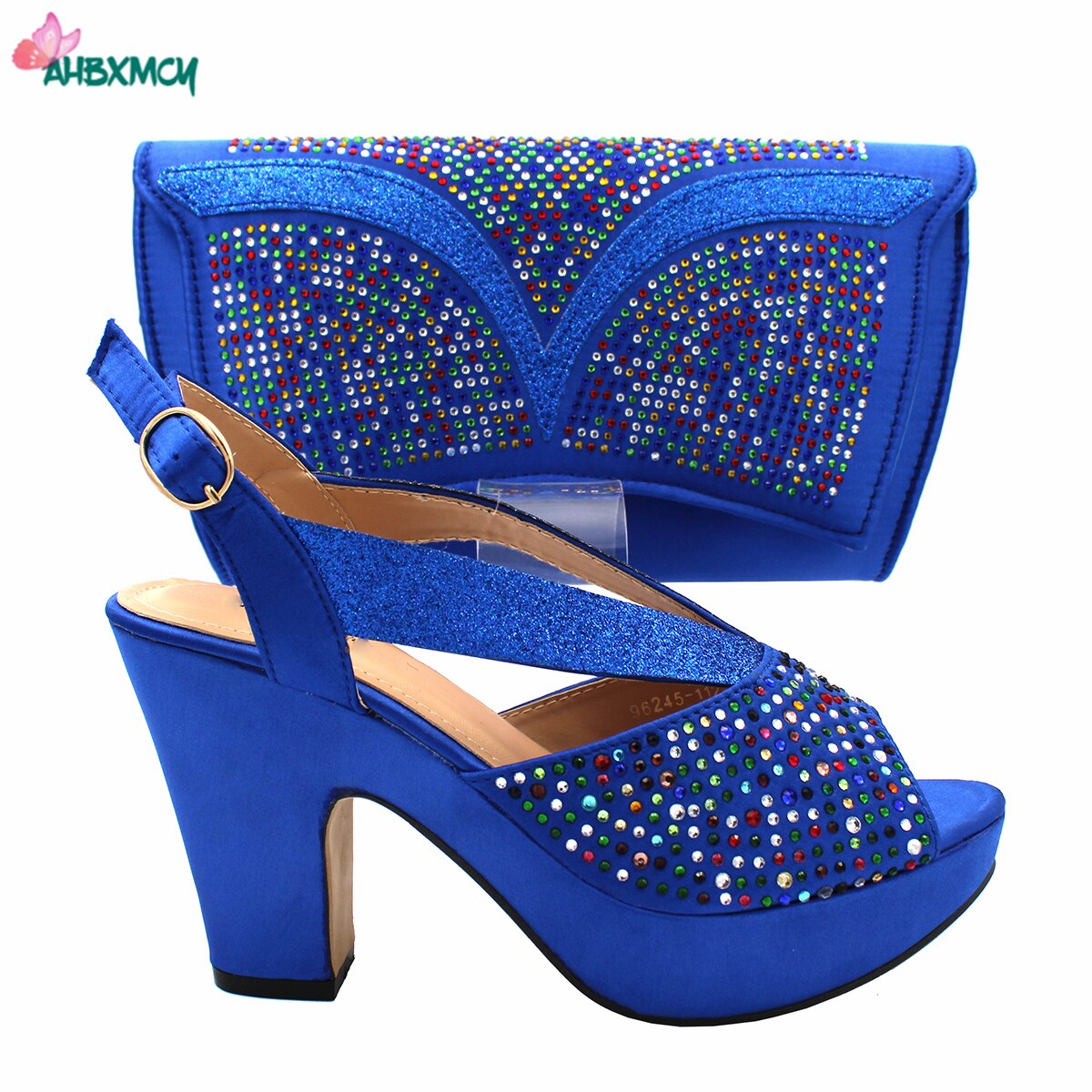 Latest Sexy Women High Quality Italian Ladies Shoes and Bag Set in Royal Blue Color with Shinning Crystal for Wedding Latest Sexy Women High Quality Italian Ladies Shoes and Bag Set in Royal Blue Color with Shinning Crystal for Wedding