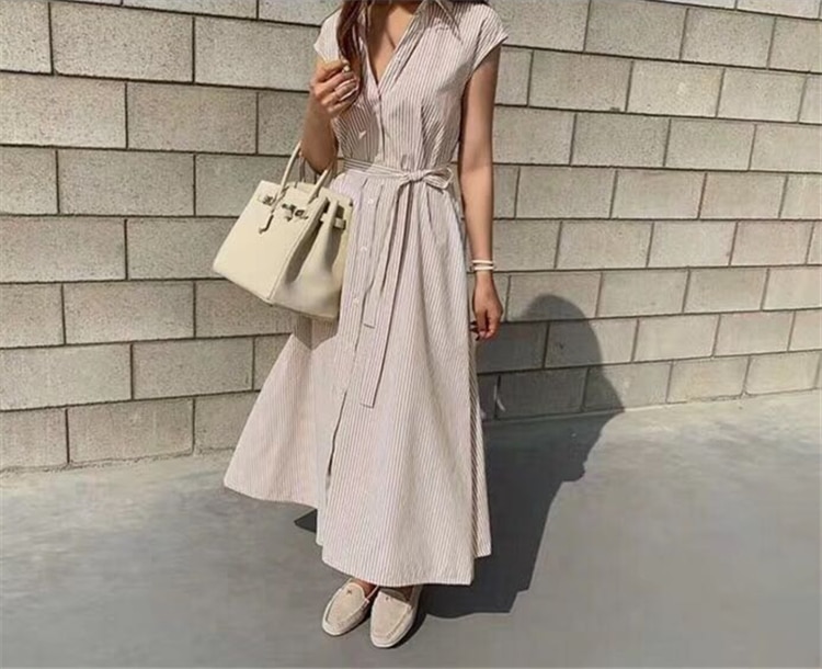 Striped Oversized Women's Maxi Dress in Casual