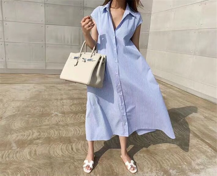 Striped Oversized Women's Maxi Dress in Casual