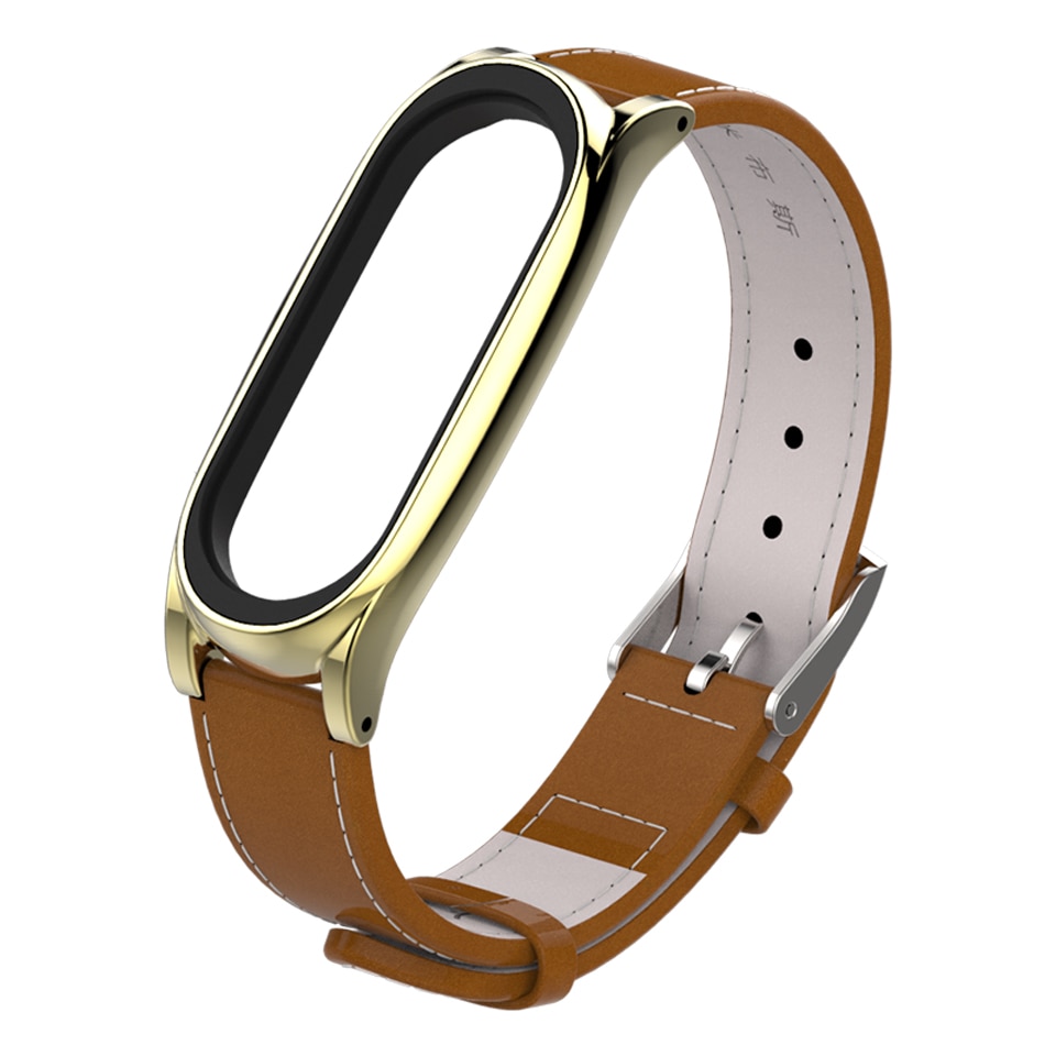 Leather Band for Xiaomi Mi Band 3 with Metal Case Leather Band for Xiaomi Mi Band 3 with Metal Case